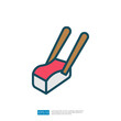 © 200degrees - Stylized Icon Of Sushi With Chopsticks Signifying Japanese Cuisine And Culinary Art In A Creative And Colorful Presentation
