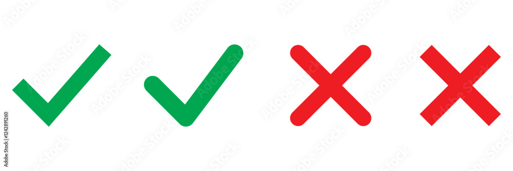 Check Box Incorrect Check mark icon button set. Check box icon with right and wrong buttons ...
