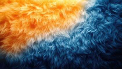 Canvas Print - Abstract Textured Fur Gradient Orange Blue