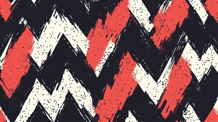 Poster - Abstract Zigzag Pattern Red Black White Design