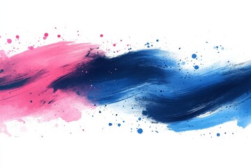 Aufkleber - Colorful abstract paint strokes create vibrant waves of pink and blue on a white background