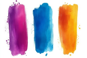 Aufkleber - Vibrant paint strokes in shades of purple, blue, and orange create a colorful abstract design on white background