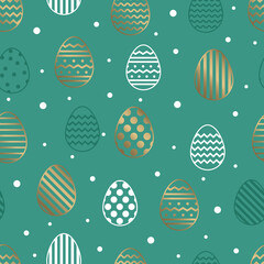 Wall Mural - Easter seamless pattern with golden eggs. Background in modern style. Vector illustration