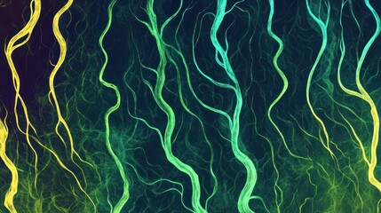 Wall Mural - Abstract Green And Yellow Swirling Lines Pattern