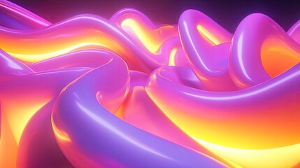 Canvas Print - Abstract Purple and Yellow Swirling Fluid Forms