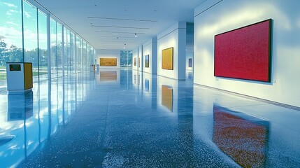 Fototapete - On a large white art gallery wall.