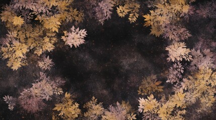 Wall Mural - Golden Leaves Frame Celestial Night Sky