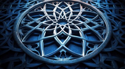 Wall Mural - Intricate Blue Metalwork Circular Design Pattern