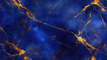 Wall Mural - Abstract Blue Marble Texture with Gold Veins