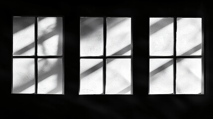 Canvas Print - Sunlight through three paneled windows, shadows, interior