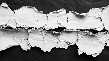 Canvas Print - Torn White Paper Fragments on Dark Background.