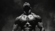 © sarun - Bodybuilder with a chiseled physique posing under dramatic lighting, emphasizing muscle definition.