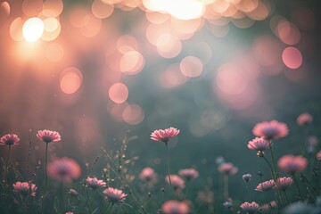 Wall Mural - Bright Gradient Vintage Background with Bokeh Effects and Lively Nostalgic Haze