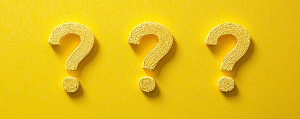 Poster - Three yellow question marks lying on vivid background