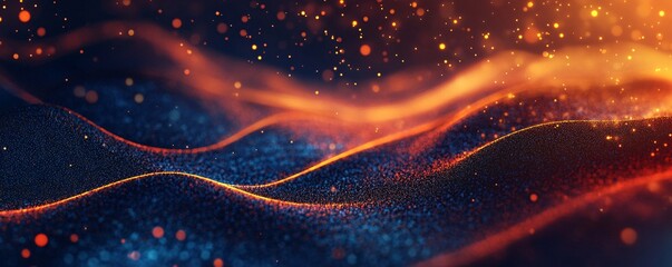 Aufkleber - Abstract particles flowing forming glowing wavy shape background