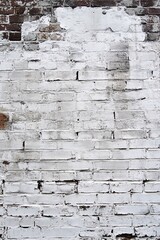 Poster - White painted brick wall showing through with red underneath