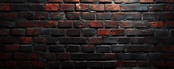 Poster - Dark red and black brick wall background texture