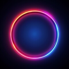 Wall Mural - abstract glowing circle lines on a dark blue background, a geometric stripe line art design featurin