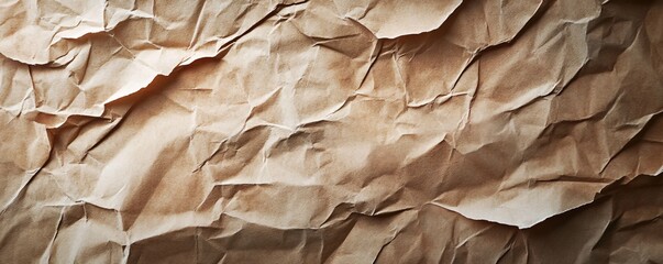 Poster - Crumpled brown paper texture background forming abstract pattern