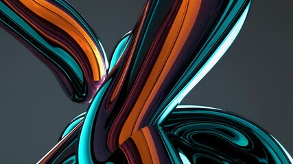 Aufkleber - a close-up of glossy shapes in vibrant orange and teal tones.