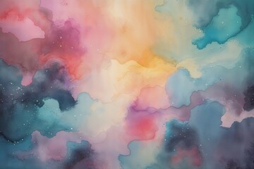 Wall Mural - Dreamy Watercolor Gradient Texture Background with Ethereal Haze and Retro Vintage Vibes
