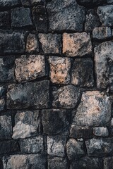 Poster - Dark grey and brown stone wall forming a textured background