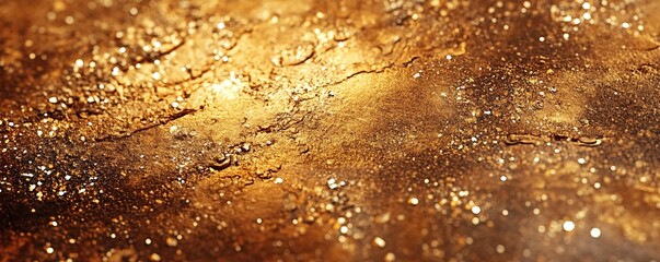 Aufkleber - Golden glittering rough textured surface background shining in the light
