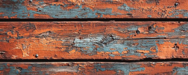 Aufkleber - Old weathered wooden planks showing peeling paint texture