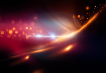 Poster - A dark, abstract background with a grainy texture and a soft gradient of red and blue.