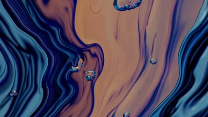 Leinwandbilder - a fluid, abstract landscape with flowing waves in deep blue and warm orange.