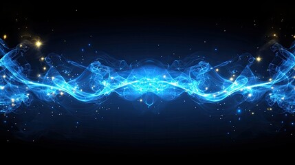 Wall Mural - abstract blue cosmic energy flow: mystical shining stars and glowing waves background