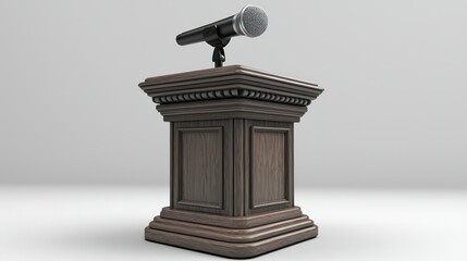 Wooden podium microphone presentation studio backdrop