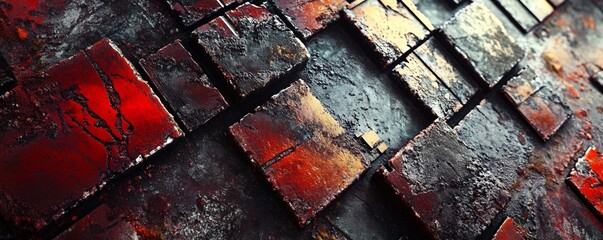 Poster - Abstract background showing red and black cubes forming a wall