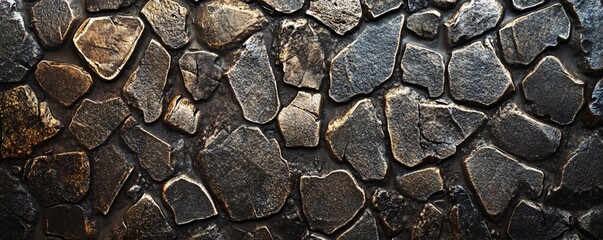 Aufkleber - Texture of old bronze cobblestone pavement forming a background