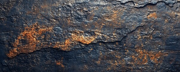 Poster - Dark stone texture with golden streaks creating an abstract pattern