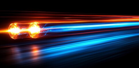 Wall Mural - an abstract digital image representing modern science and futuristic energy tech, showcasing light r
