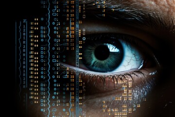 Cybersecurity expert with code reflection in eye