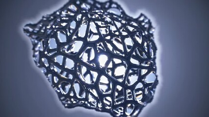 Fototapete - an intricate organic structure with smooth, porous surfaces and soft glowing light passing through its openings.