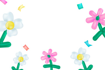 Poster - Flower png design frame, balloon art on transparent background