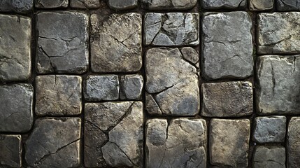 Poster - Rough textured stone pavement background showing wear and tear