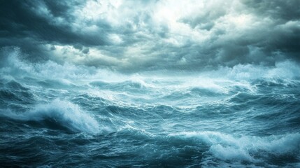 Wall Mural - dramatic and stunning storm clouds over the ocean with rain and waves