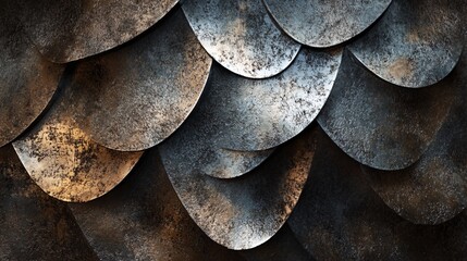 Fototapete - Metallic scales forming abstract textured background image