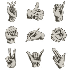 Wall Mural - cool hand gesture design element set