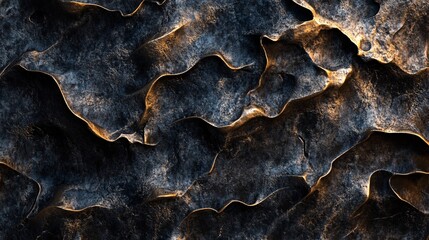 Poster - Golden veins running through dark abstract stone texture background