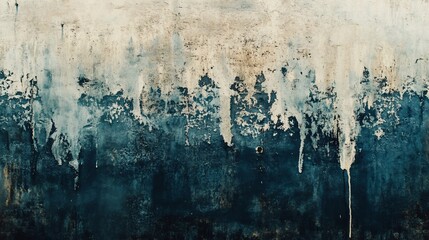 Poster - Old weathered concrete wall with peeled paint forming abstract pattern