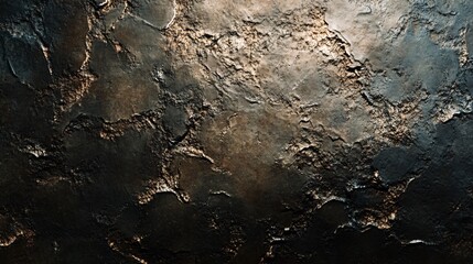 Poster - Dark grunge stone wall texture background showing cracked rough surface
