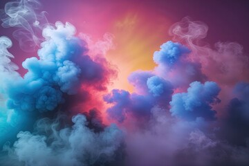 Wall Mural - Vibrant Smoky Gradient Canvas Backdrop with Playful Haze and Colorful Retro-Futuristic Aesthetics