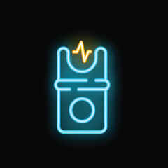 Wall Mural - Glowing neon line electric shocker icon isolated on a black background vector illustration