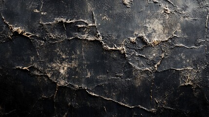 Poster - Dark textured wall with gold highlights creating abstract pattern