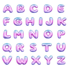 Wall Mural - A-Z letters png sticker, 3D pink gradient balloon English alphabet set, transparent background